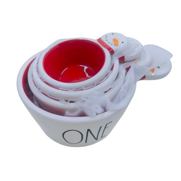 NWT Rae Dunn Snowman Measuring Cups - Set Of Four - Christmas Holiday Winter - Picture 1 of 12